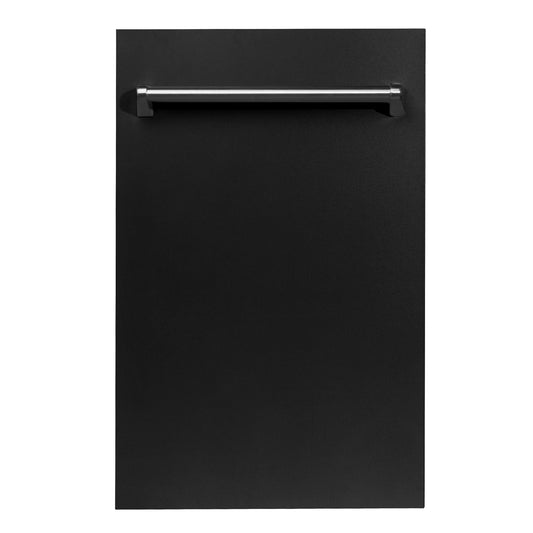 ZLINE 18 in. Compact Top Control Dishwasher with Black Matte Panel and Traditional Handle (DW-BLM-18)