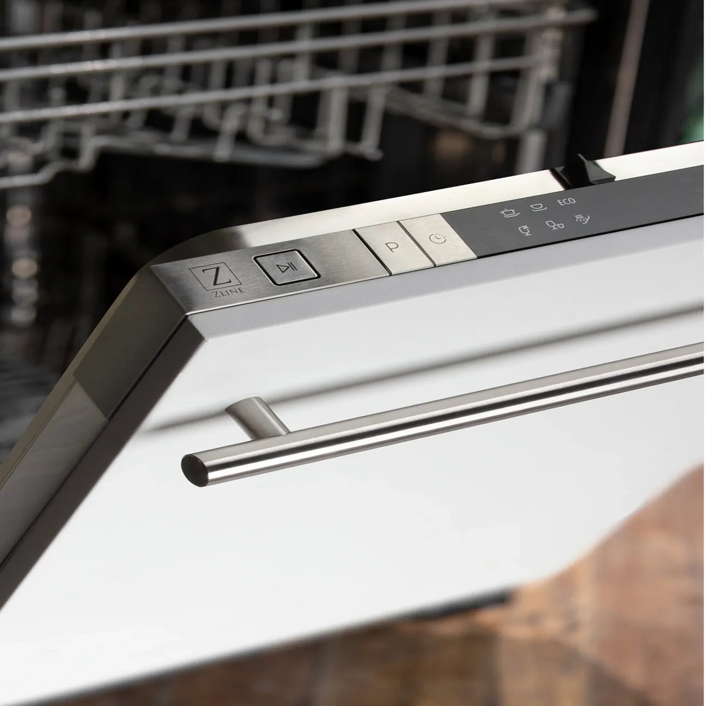 ZLINE 18 in. Top Dishwasher with White Matte Panel and Modern Handle (DW-WM-H-18)