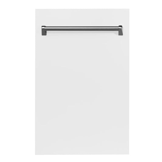 ZLINE 18 in. Compact Top Control Dishwasher with White Matte Panel and Traditional Handle (DW-WM-18)