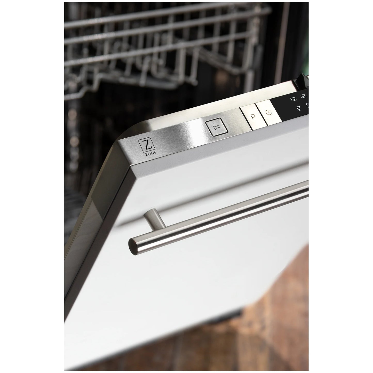 ZLINE 24 in. Compact Top Control Dishwasher with White Matte Panel and Modern Handle (DW-WM-H-24)