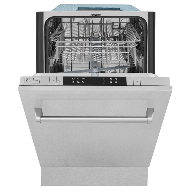 ZLINE 18 in. Compact Top Control Dishwasher with Fingerprint Resistant DuraSnow® Finished Stainless Steel panel and Traditional Handle (DW-SN-18)