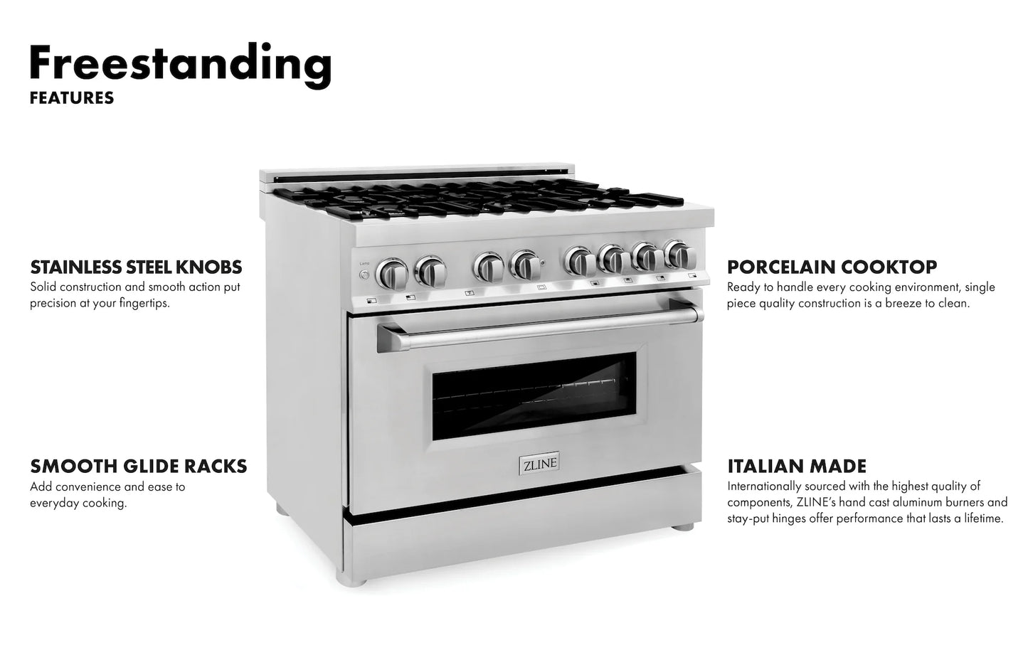 ZLINE 60 in. Dual Fuel Range with Gas Stove and Electric Oven in Stainless Steel (RA60)
