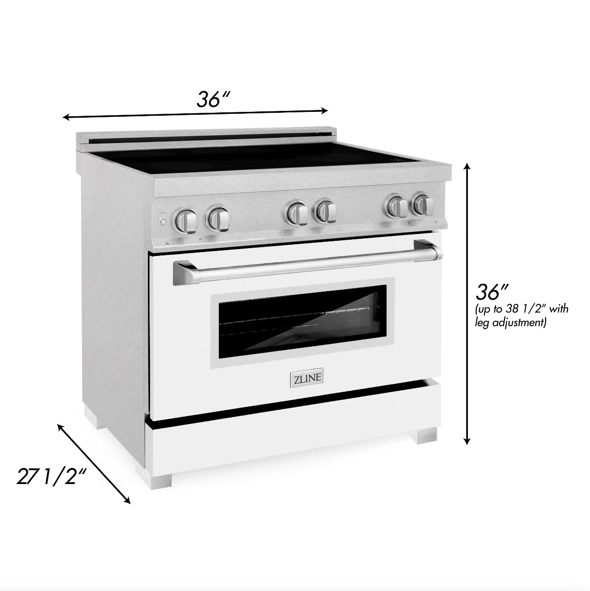 ZLINE 36 in. Induction Range in Fingerprint Resistant Stainless Steel with a 4 Element Stove, Electric Oven, and White Matte Door (RAINDS-WM-36)