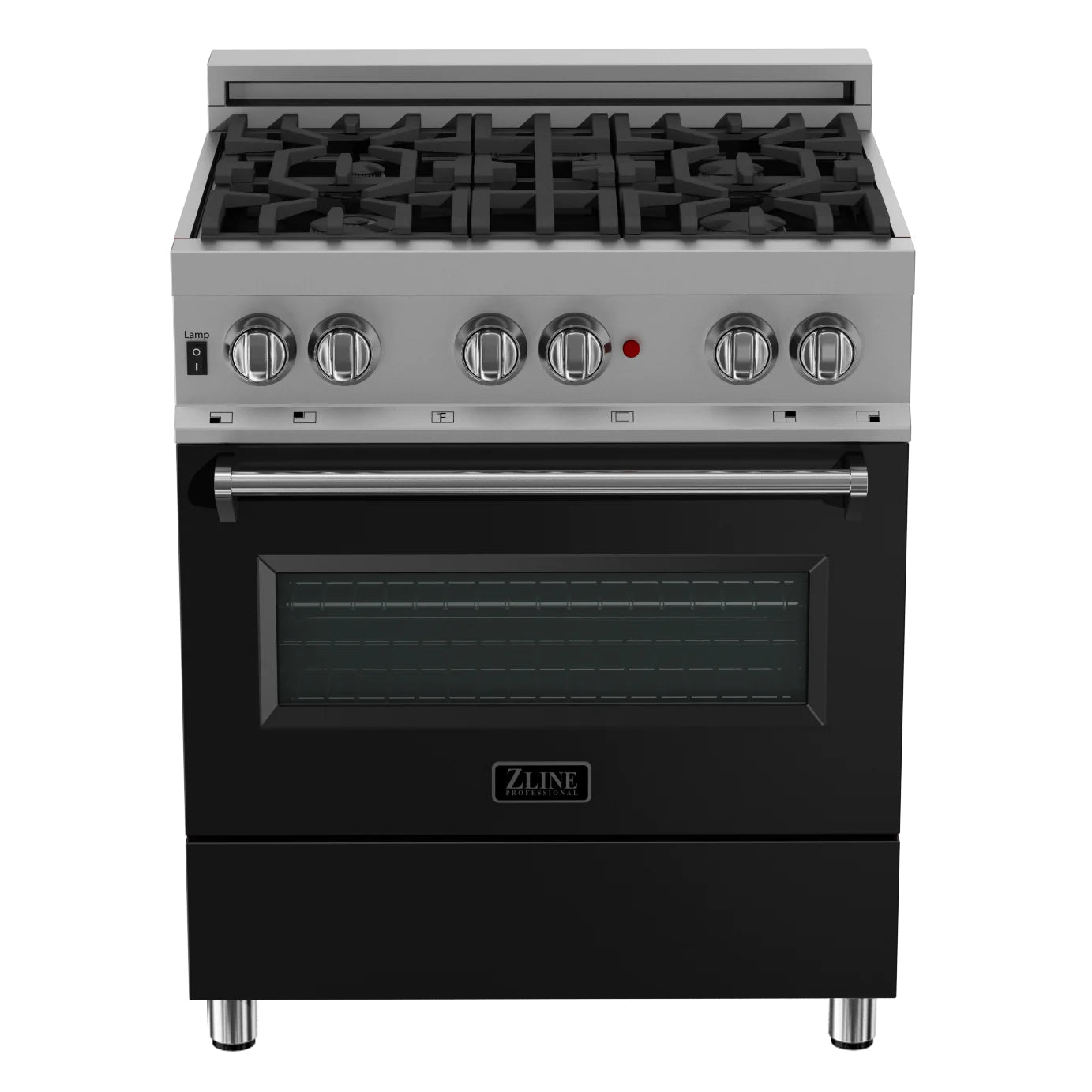 ZLINE 30 in. Dual Fuel Range with Gas Stove and Electric Oven in All Fingerprint Resistant Stainless Steel with Black Matte Door (RAS-BLM-30