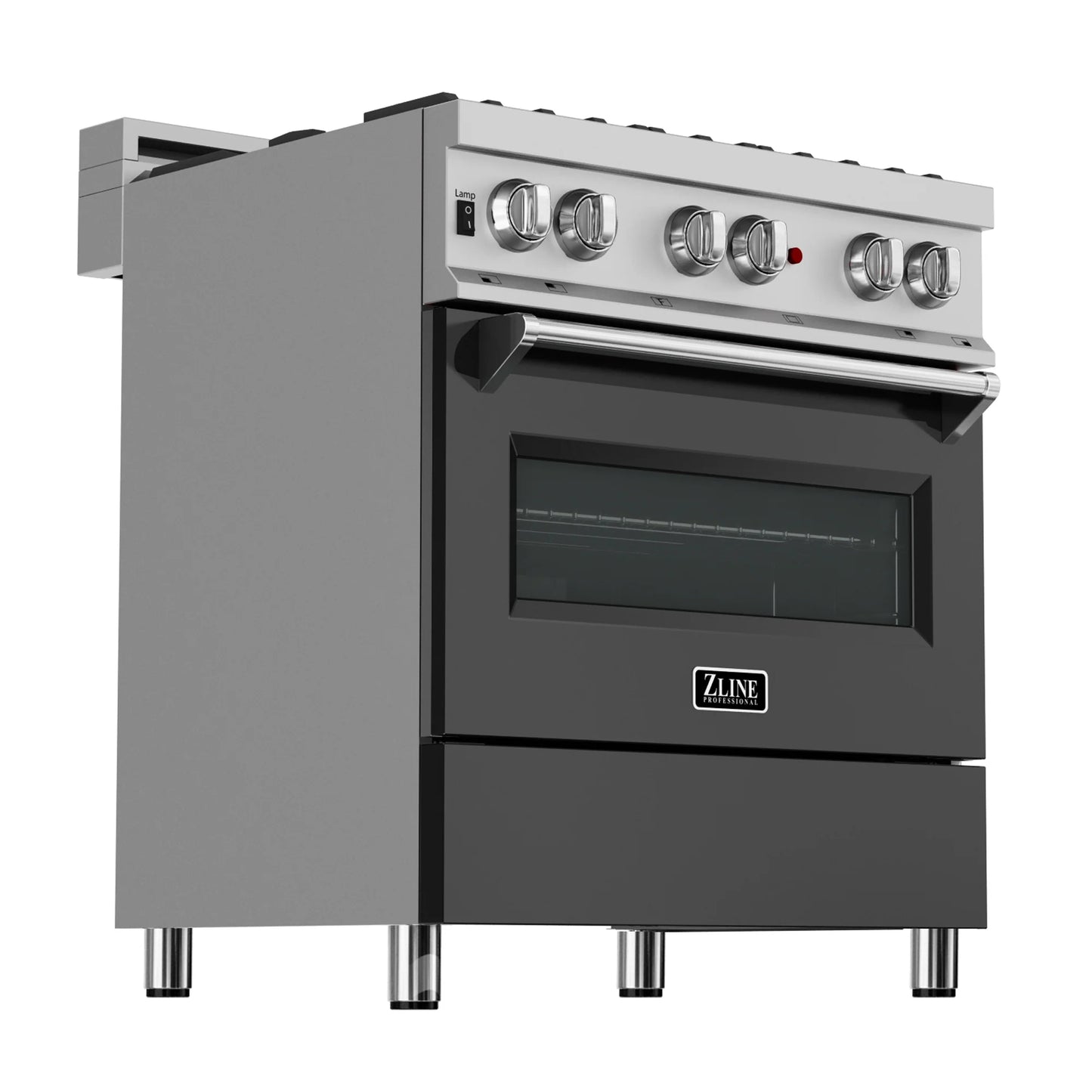ZLINE 30 in. Dual Fuel Range with Gas Stove and Electric Oven in All Fingerprint Resistant Stainless Steel with Black Matte Door (RAS-BLM-30