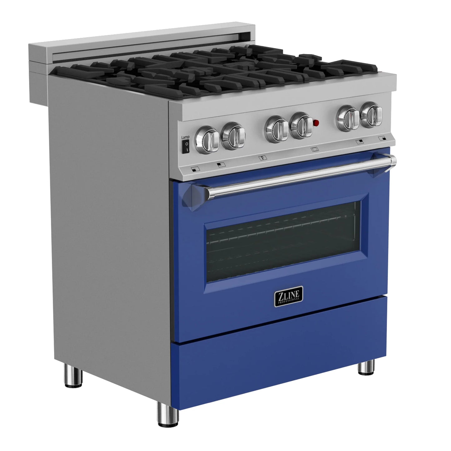 ZLINE 30 in. Dual Fuel Range with Gas Stove and Electric Oven in All Fingerprint Resistant Stainless Steel with Blue Matte Door (RAS-BM-30)