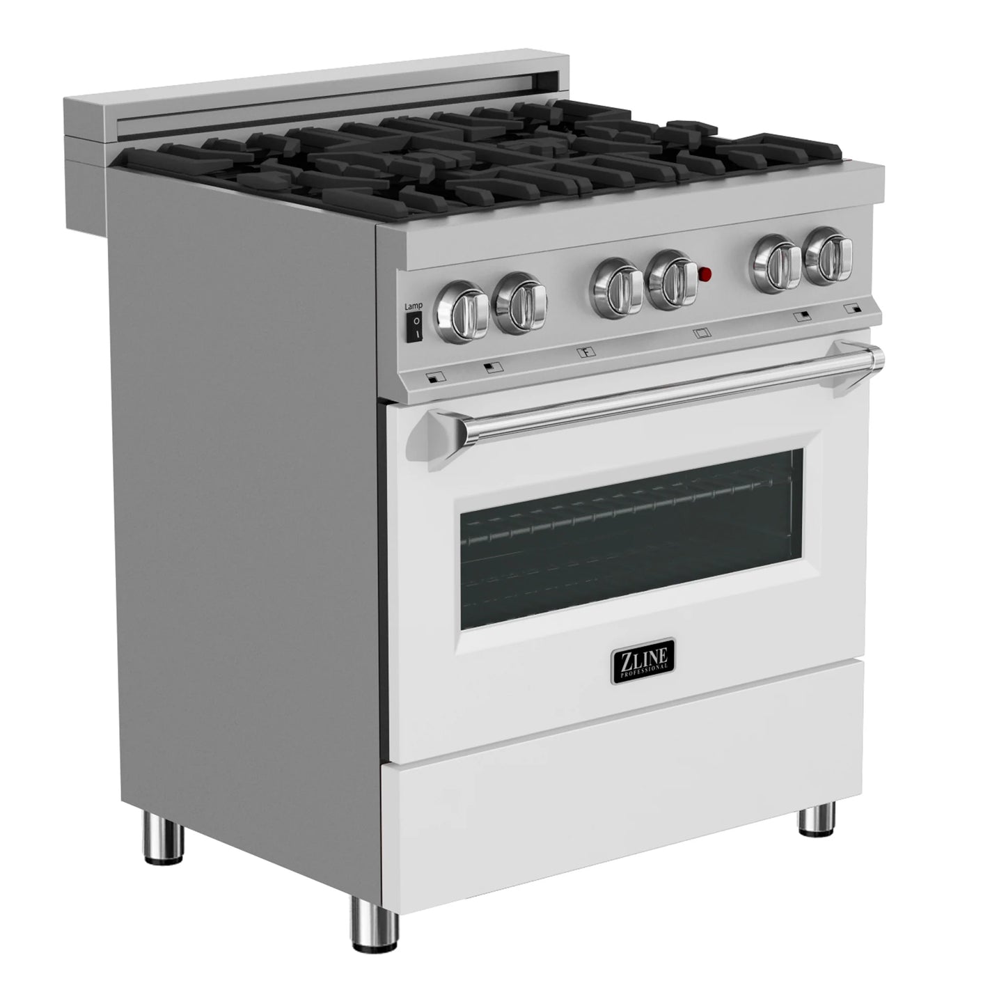 ZLINE 30 in. Dual Fuel Range with Gas Stove and Electric Oven in All Fingerprint Resistant Stainless Steel with White Matte Door (RAS-WM-30)