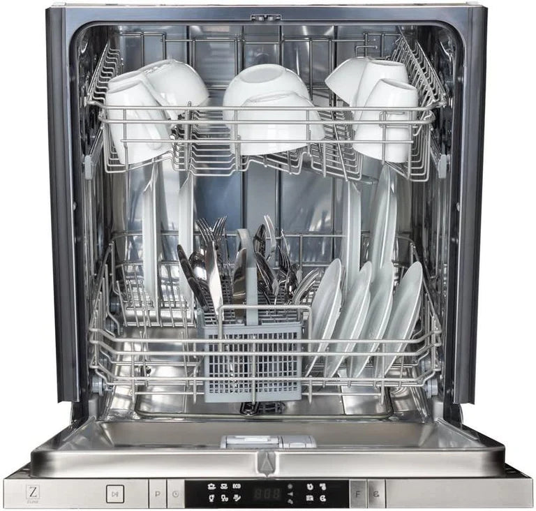 ZLINE 24 in. Compact Top Control Dishwasher with Fingerprint Resistant DuraSnow® Finished Stainless Steel panel and Traditional Handle (DW-SN-24)
