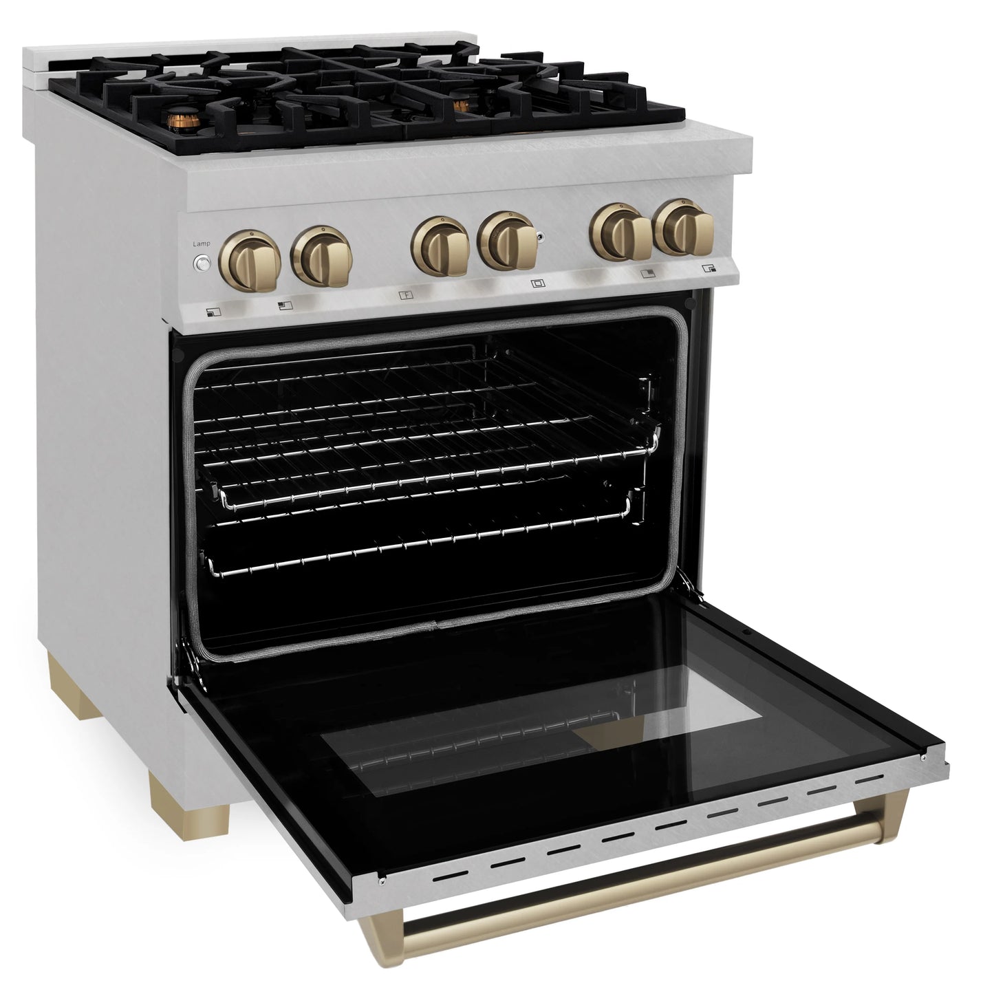 ZLINE Autograph Edition 30 in. with Gas Stove and Electric Oven in DuraSnow Steel with Bronze Accents (RASZ-SN-30-CB)
