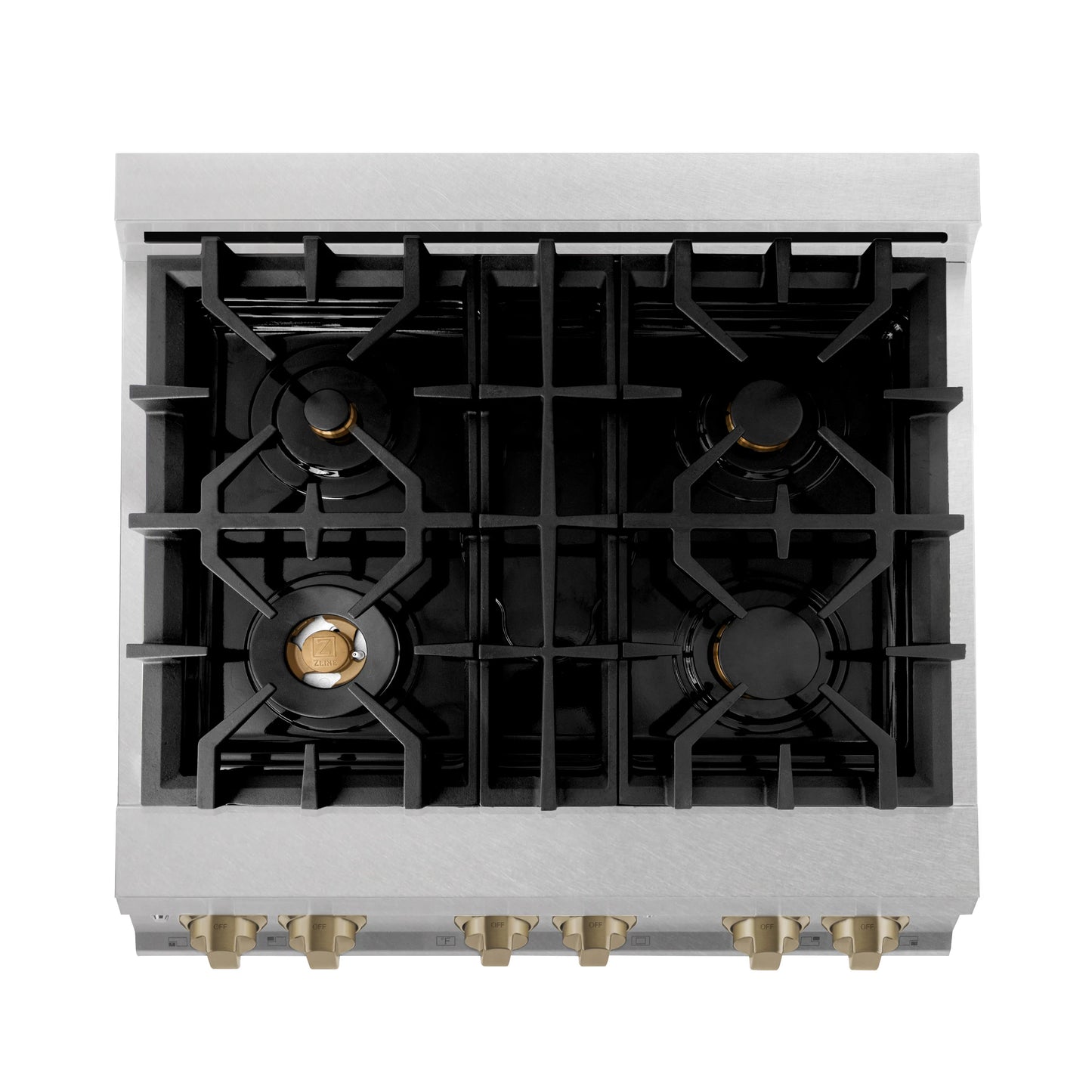 ZLINE Autograph Edition 30 in. with Gas Stove and Electric Oven in DuraSnow Steel with Bronze Accents (RASZ-SN-30-CB)