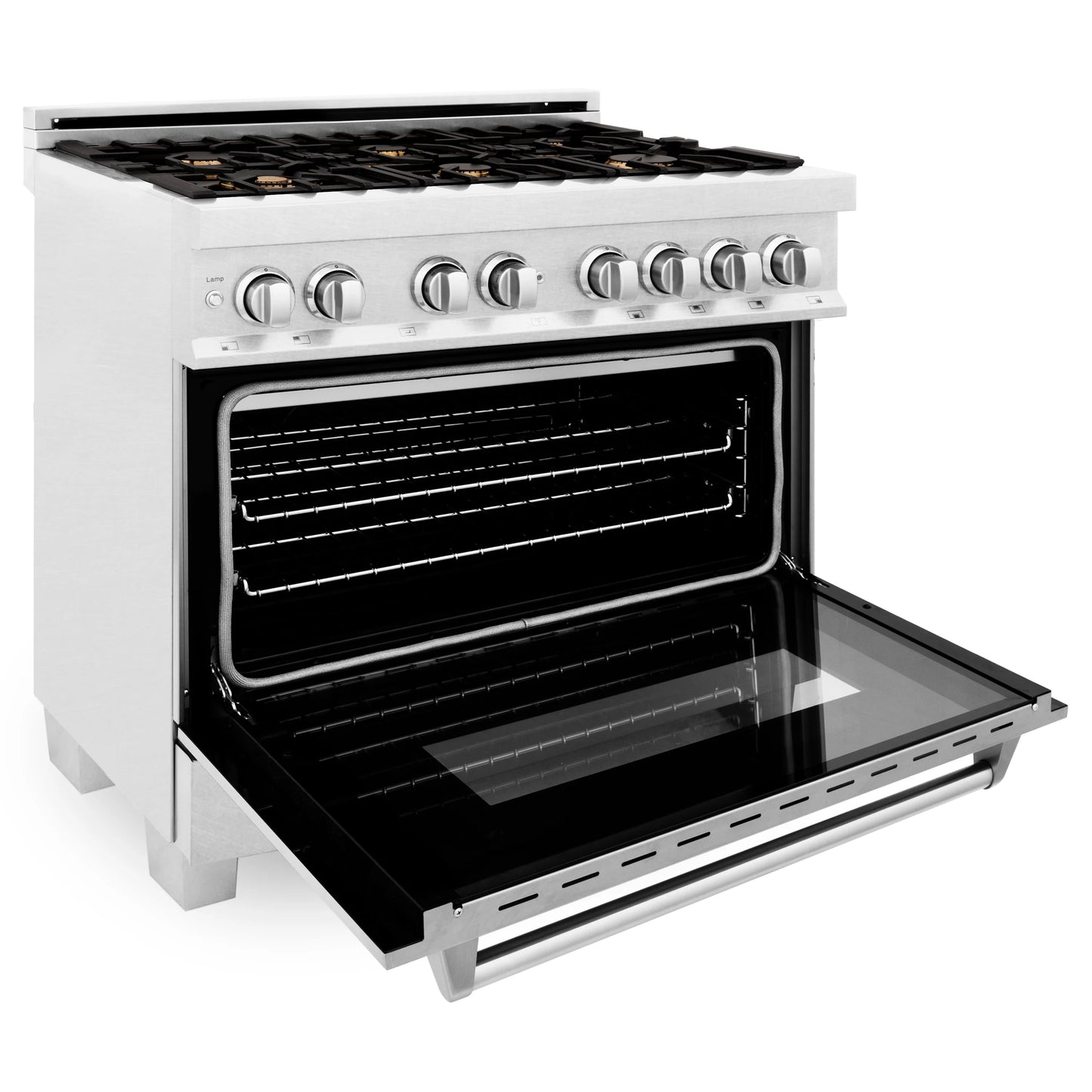 ZLINE 36 in. Dual Fuel Range with Gas Stove and Electric Oven in All Fingerprint Resistant Stainless Steel with Brass Burners (RAS-SN-BR-36)