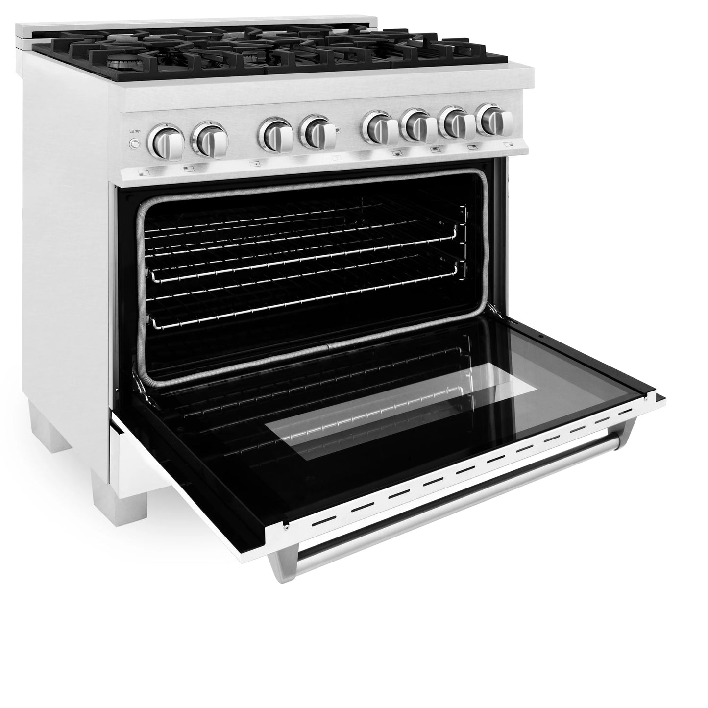 ZLINE 36 in. Dual Fuel Range with Gas Stove and Electric Oven in All Fingerprint Resistant Stainless Steel with White Matte Door (RAS-WM-36)