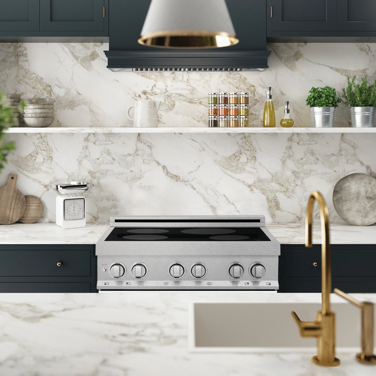 ZLINE 30 in. Induction Range in Fingerprint Resistant Stainless Steel with a 4 Element Stove, Electric Oven, and White Matte Door (RAINDS-WM-30)