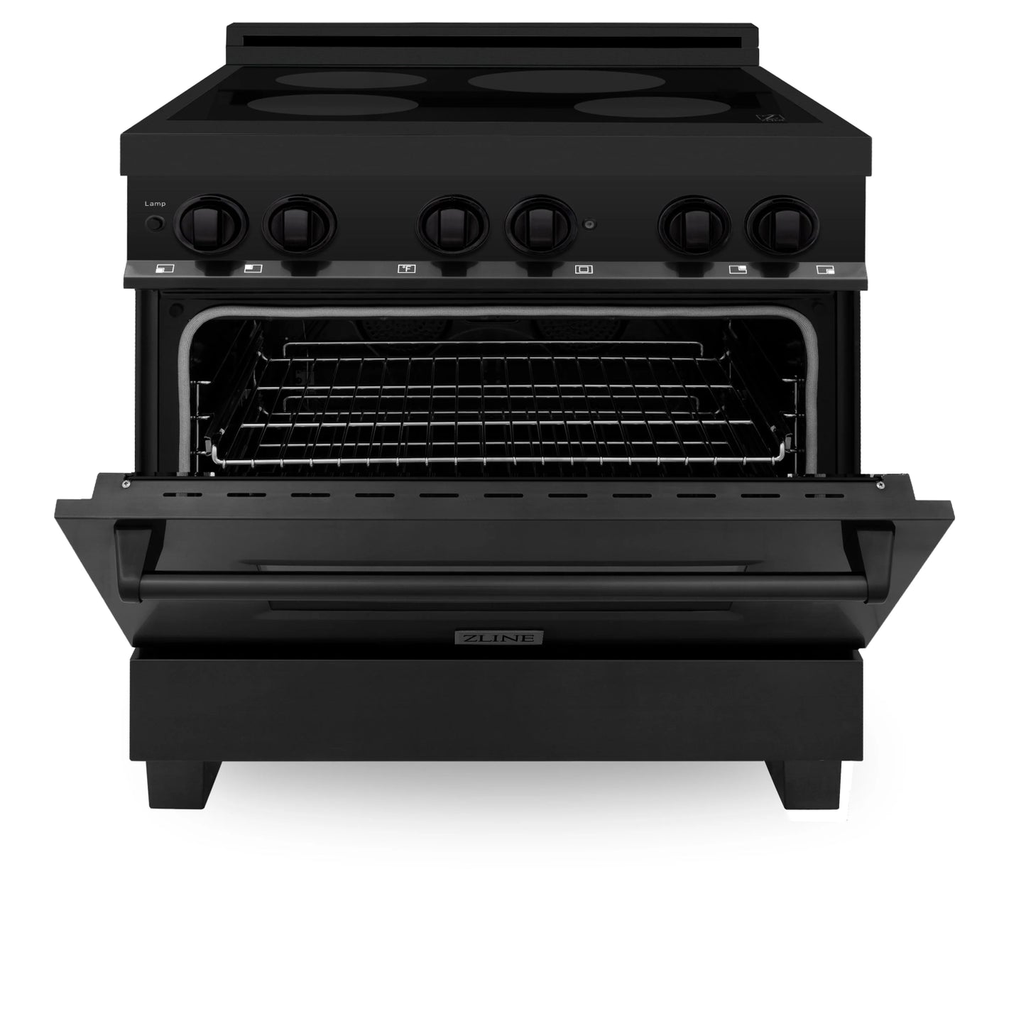 ZLINE Electric Oven and 4-Element Induction Range in Sleek Black Stainless Steel (36-inch)