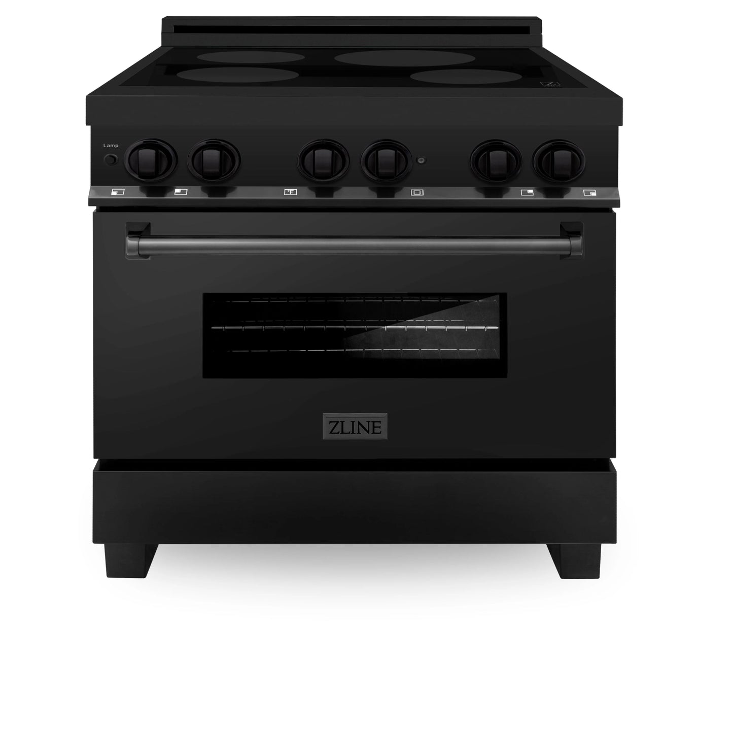 ZLINE Electric Oven and 4-Element Induction Range in Sleek Black Stainless Steel (36-inch)