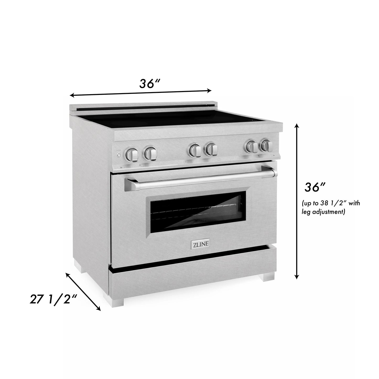 ZLINE 36 in. Induction Range in Fingerprint Resistant DuraSnow Stainless Steel with a 4 Element Stove and Electric Oven (RAINDS-SN-36)