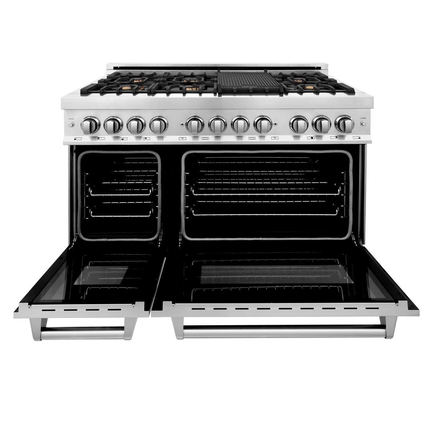 ZLINE 48 in. Dual Fuel Range with Gas Stove and Electric Oven in Stainless Steel and Brass Burners (RA-BR-48)
