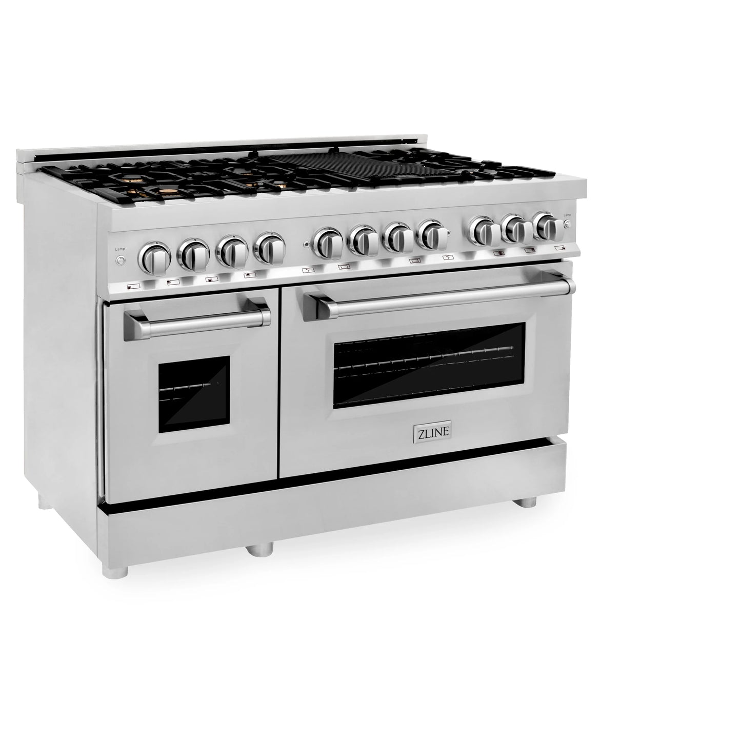 ZLINE 48 in. Dual Fuel Range with Gas Stove and Electric Oven in Stainless Steel and Brass Burners (RA-BR-48)