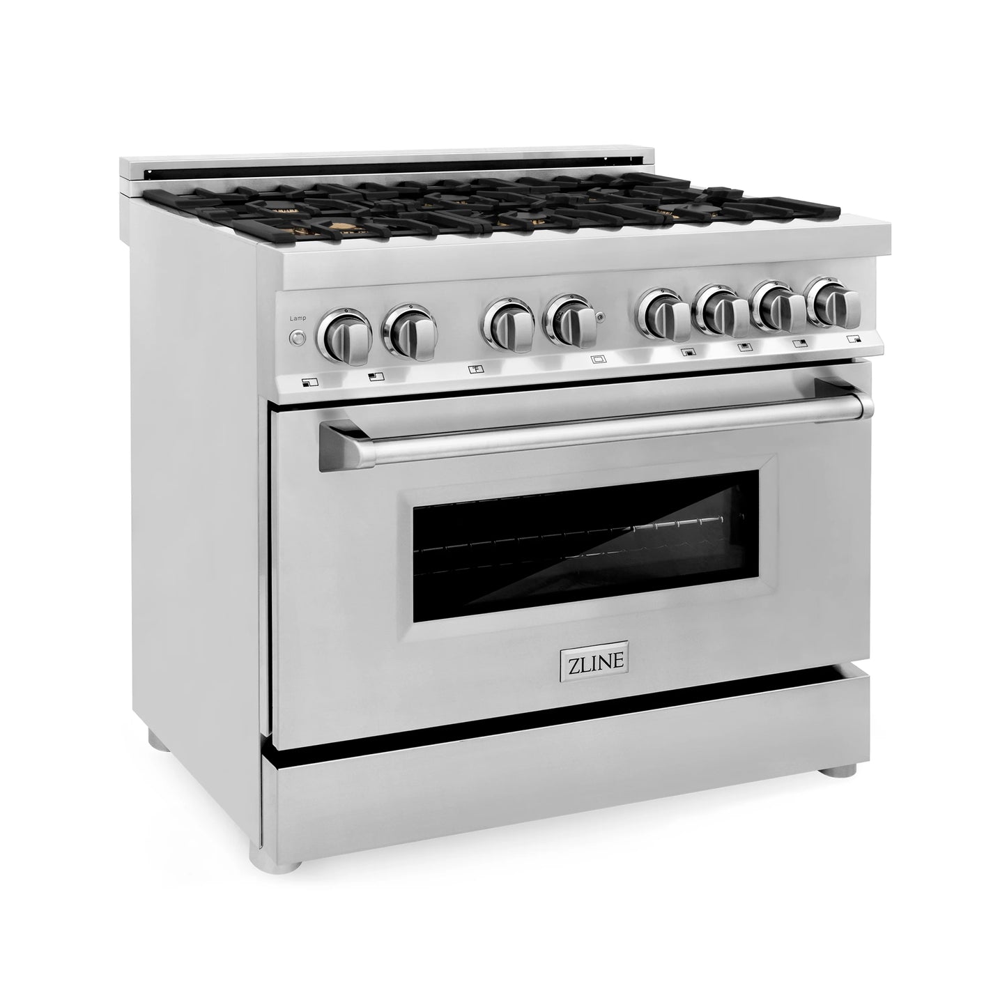ZLINE 36 in. Dual Fuel Range with Gas Stove and Electric Oven in Stainless Steel and Brass Burners (RA-BR-36)