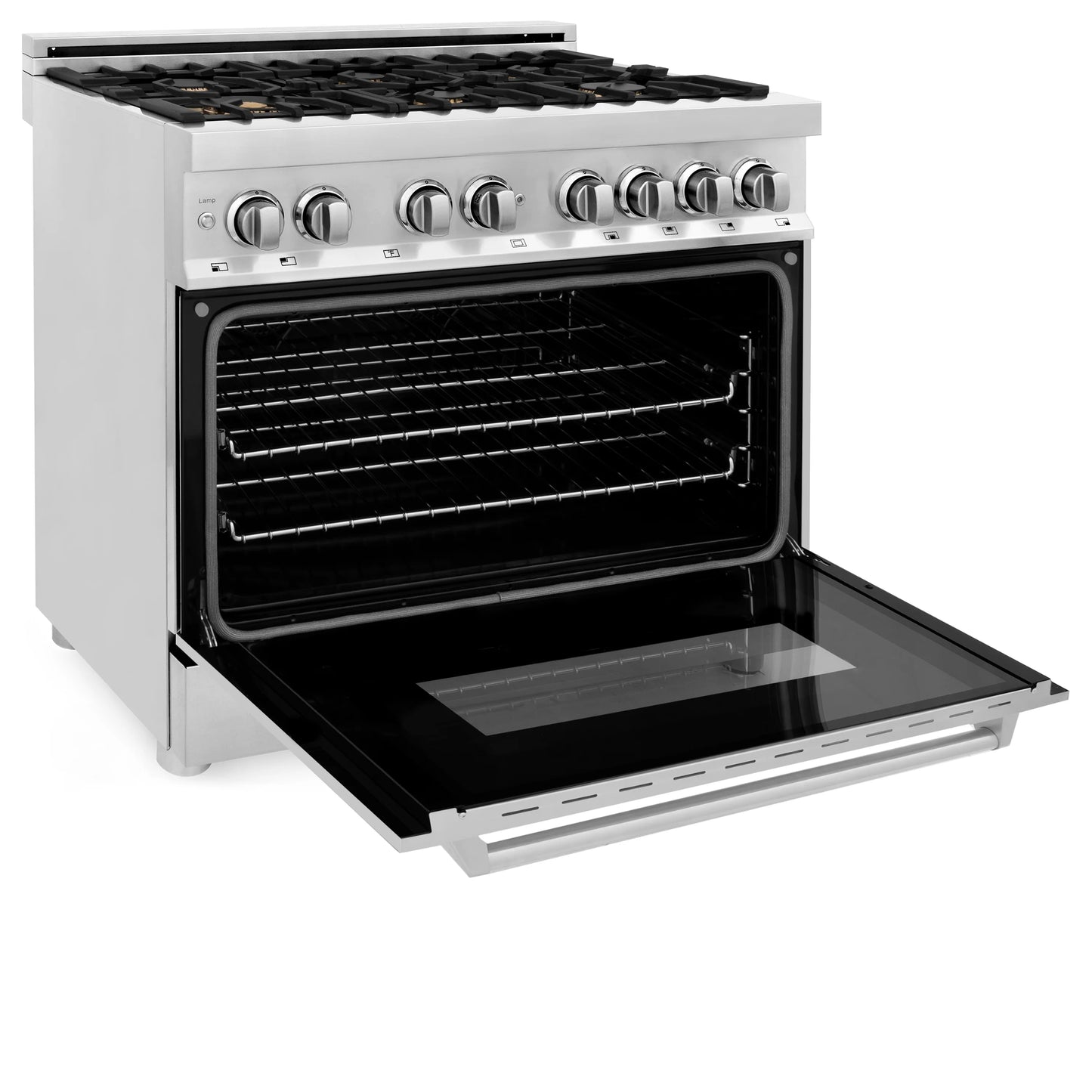 ZLINE 36 in. Dual Fuel Range with Gas Stove and Electric Oven in Stainless Steel and Brass Burners (RA-BR-36)