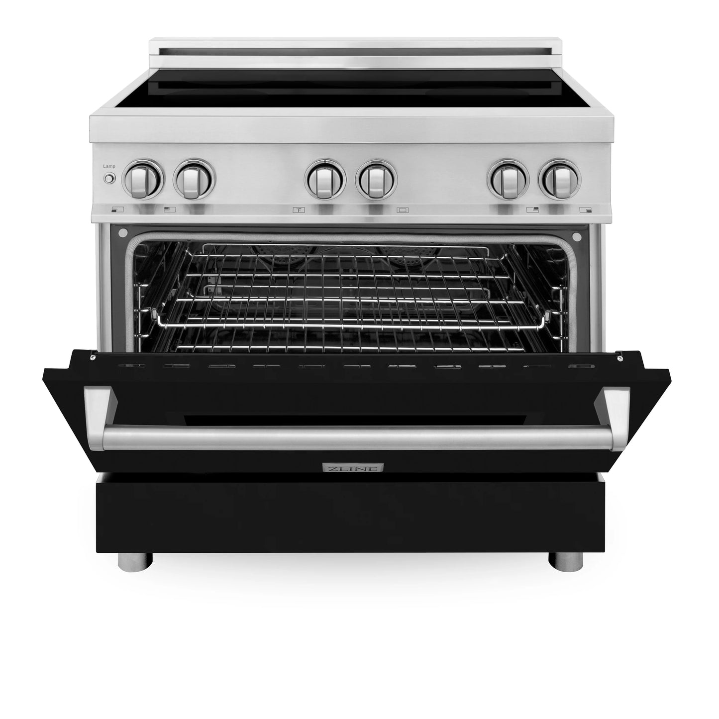 ZLINE 36 in. Induction Range with a 4 Induction Element Stove and Electric Oven in Stainless Steel with Black Matte Door (RAIND-BLM-36)