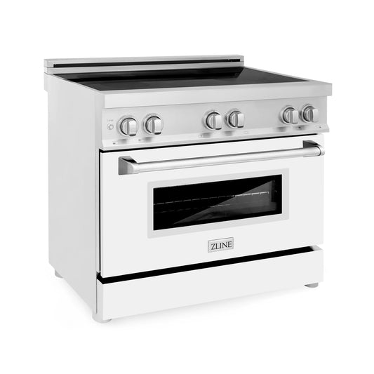 ZLINE 36 in. Induction Range with a 4 Element Stove and Electric Oven with White Matte Door (RAIND-WM-36)