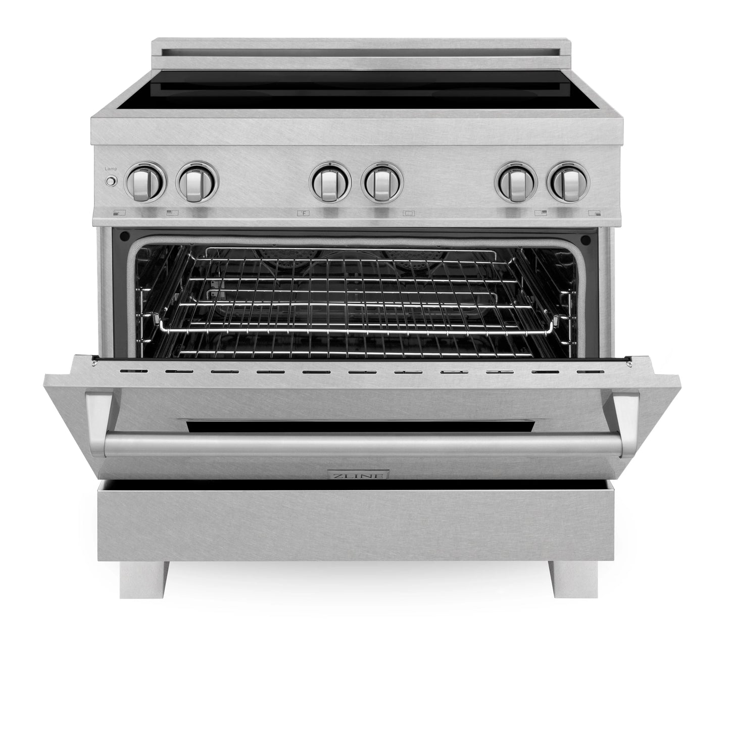 ZLINE 36 in. Induction Range in Fingerprint Resistant DuraSnow Stainless Steel with a 4 Element Stove and Electric Oven (RAINDS-SN-36)