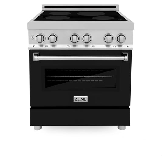 ZLINE 30 in. Induction Range with a 4 Induction Element Stove and Electric Oven in Stainless Steel with Black Matte Door (RAIND-BLM-30)