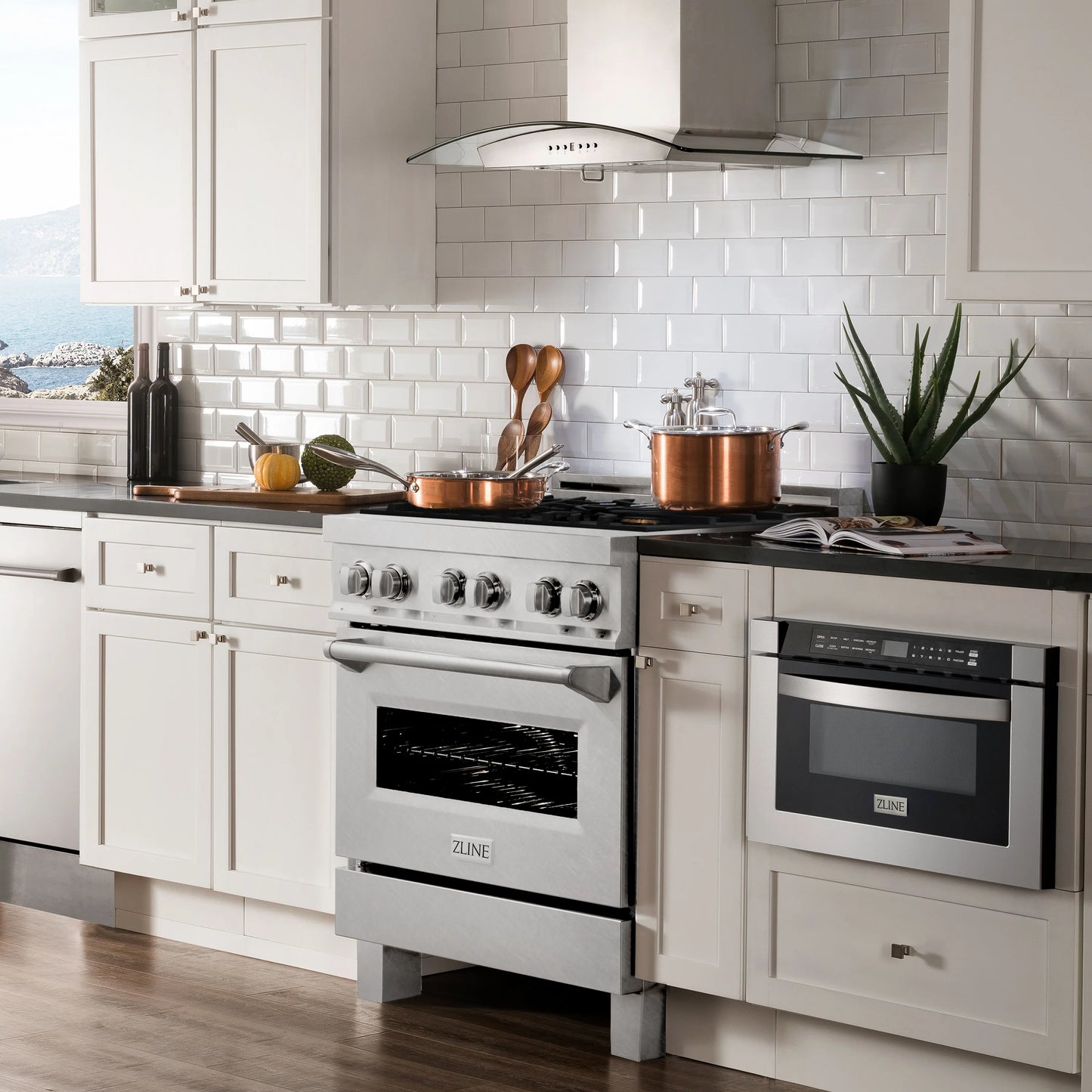 ZLINE 30 in. Dual Fuel Range with Gas Stove and Electric Oven in All Fingerprint Resistant Stainless Steel with Brass Burners (RAS-SN-BR-30)