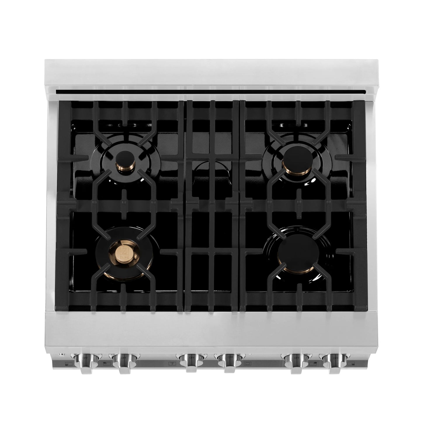 ZLINE 30 in. Dual Fuel Range with Gas Stove and Electric Oven in Stainless Steel and Brass Burners (RA-BR-30)
