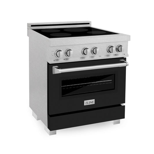 ZLINE 30 in. Induction Range in Fingerprint Resistant Stainless Steel with a 4 Element Stove, Electric Oven, and Black Matte Door (RAINDS-BLM-30)