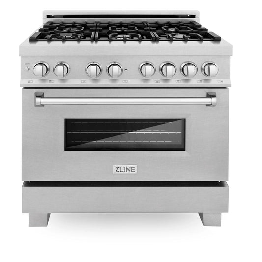ZLINE 36 in. Dual Fuel Range with Gas Stove and Electric Oven in All Fingerprint Resistant Stainless Steel (RAS-SN-36)