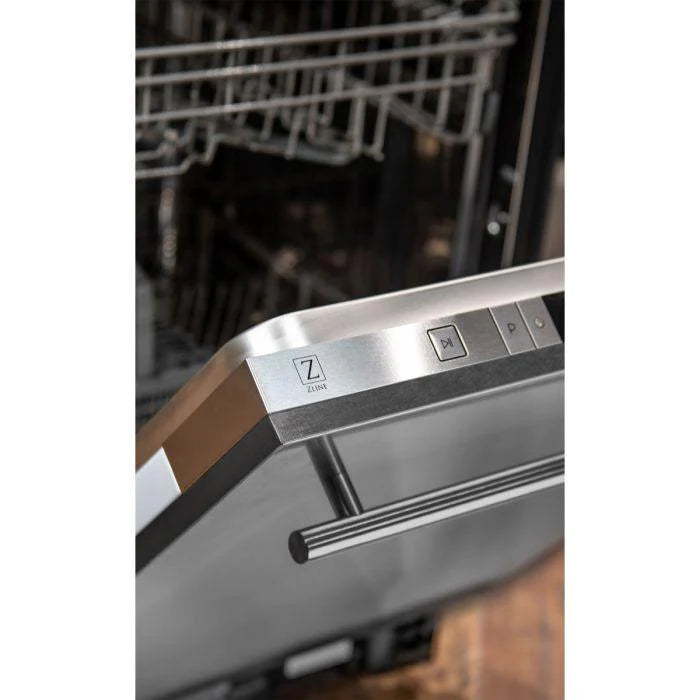 ZLINE 24 in. Compact Top Control Dishwasher with Fingerprint Resistant DuraSnow® Finished Stainless Steel panel and Modern Handle (DW-SN-H-24)