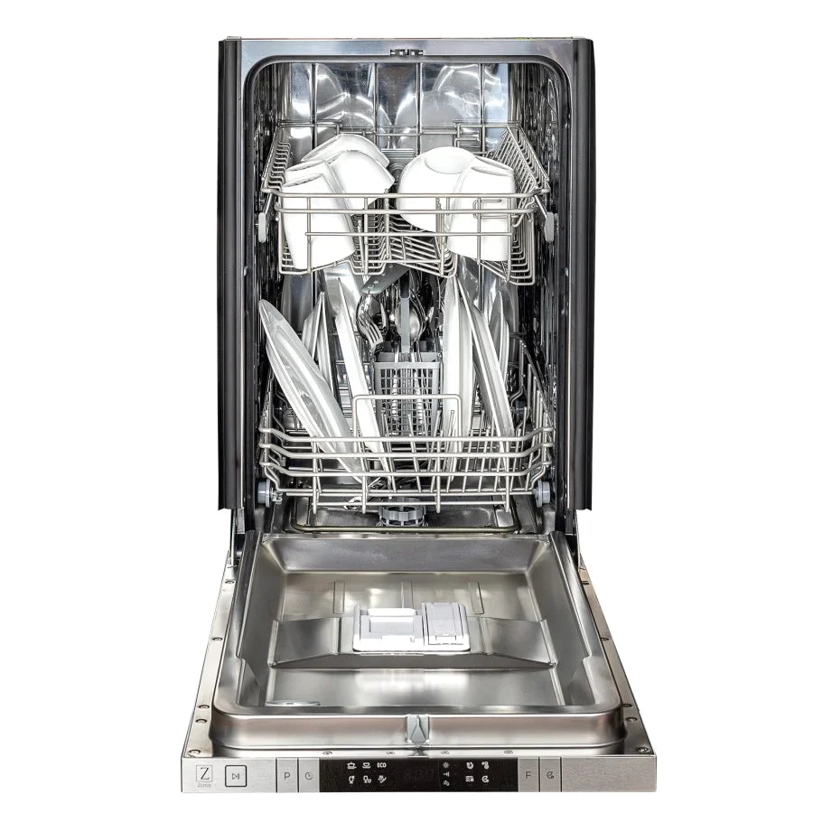 ZLINE 18 in. Compact Top Control Dishwasher with Fingerprint Resistant DuraSnow® Finished Stainless Steel panel and Modern Handle (DW-SN-H-18)