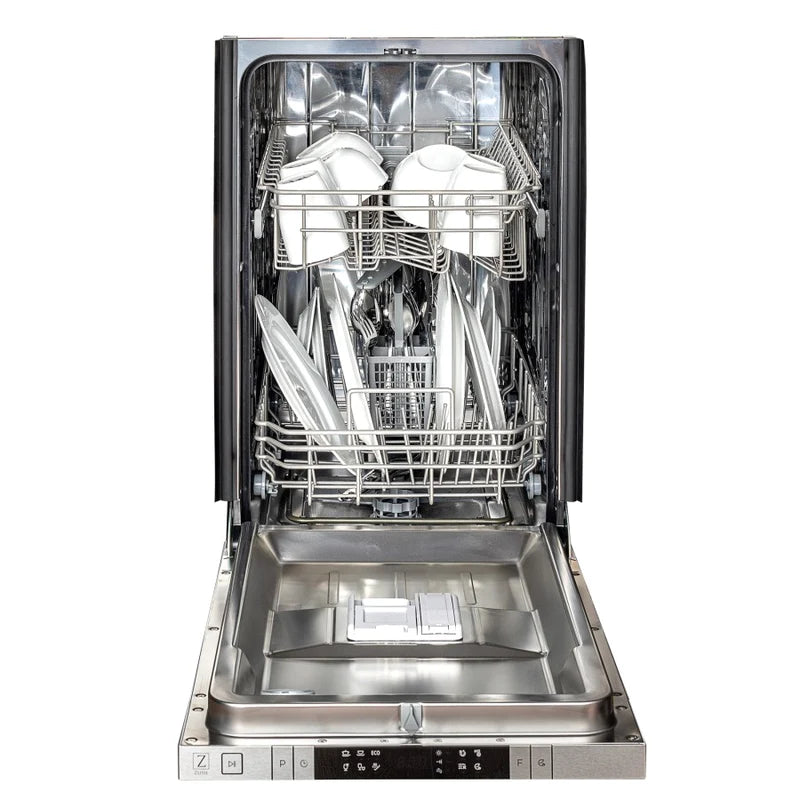 ZLINE 18 in. Top Control Dishwasher in Black Stainless Steel with Traditional Style Handle (DW-BS-18)