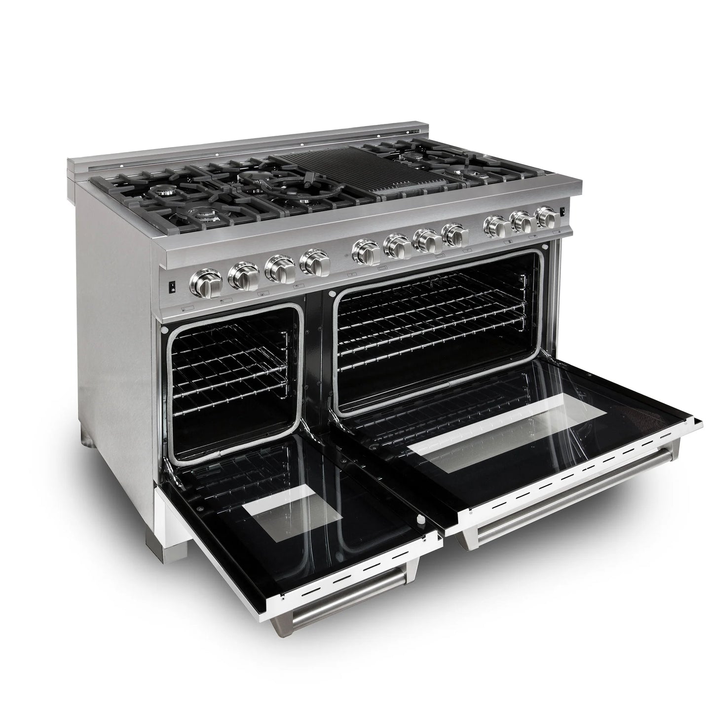 ZLINE 48 in. Dual Fuel Range with Gas Stove and Electric Oven in All Fingerprint Resistant Stainless Steel with White Matte Door (RAS-WM-48)