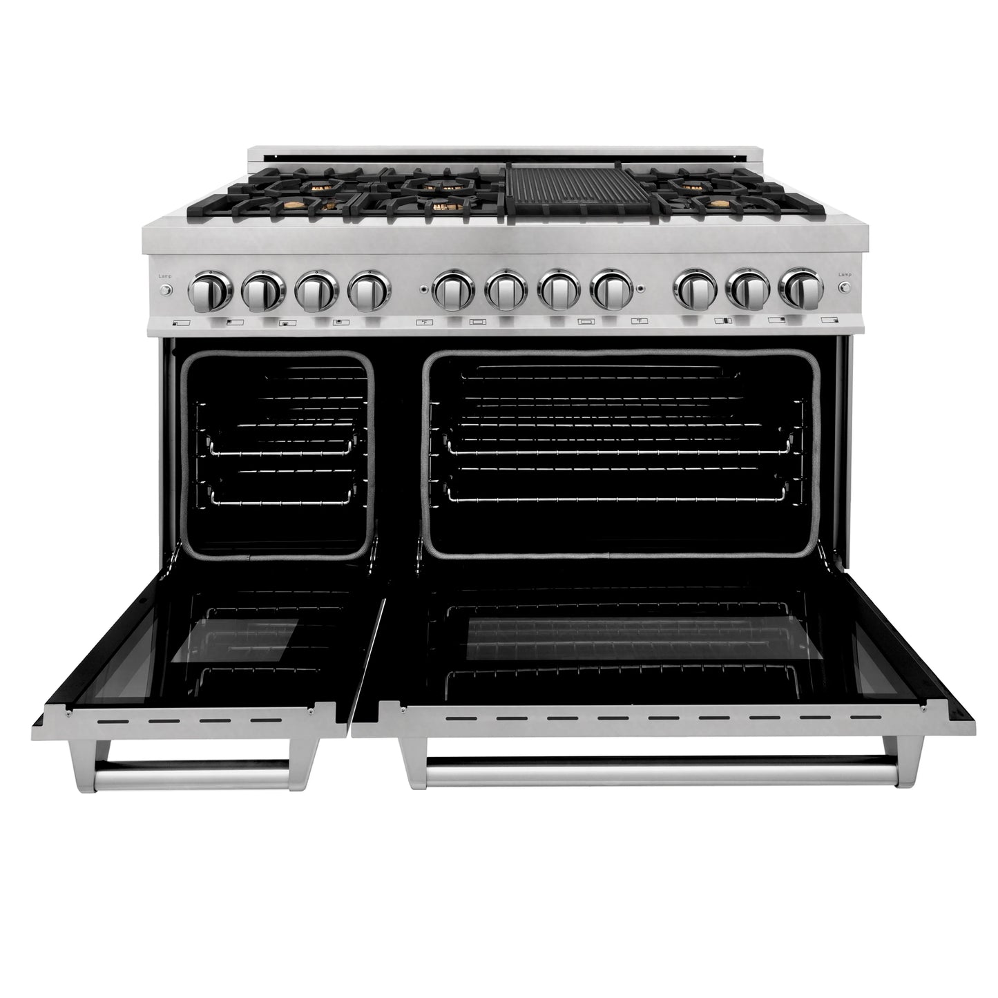 ZLINE 48 in. Dual Fuel Range with Gas Stove and Electric Oven in All Fingerprint Resistant Stainless Steel with Brass Burners (RAS-SN-BR-48)