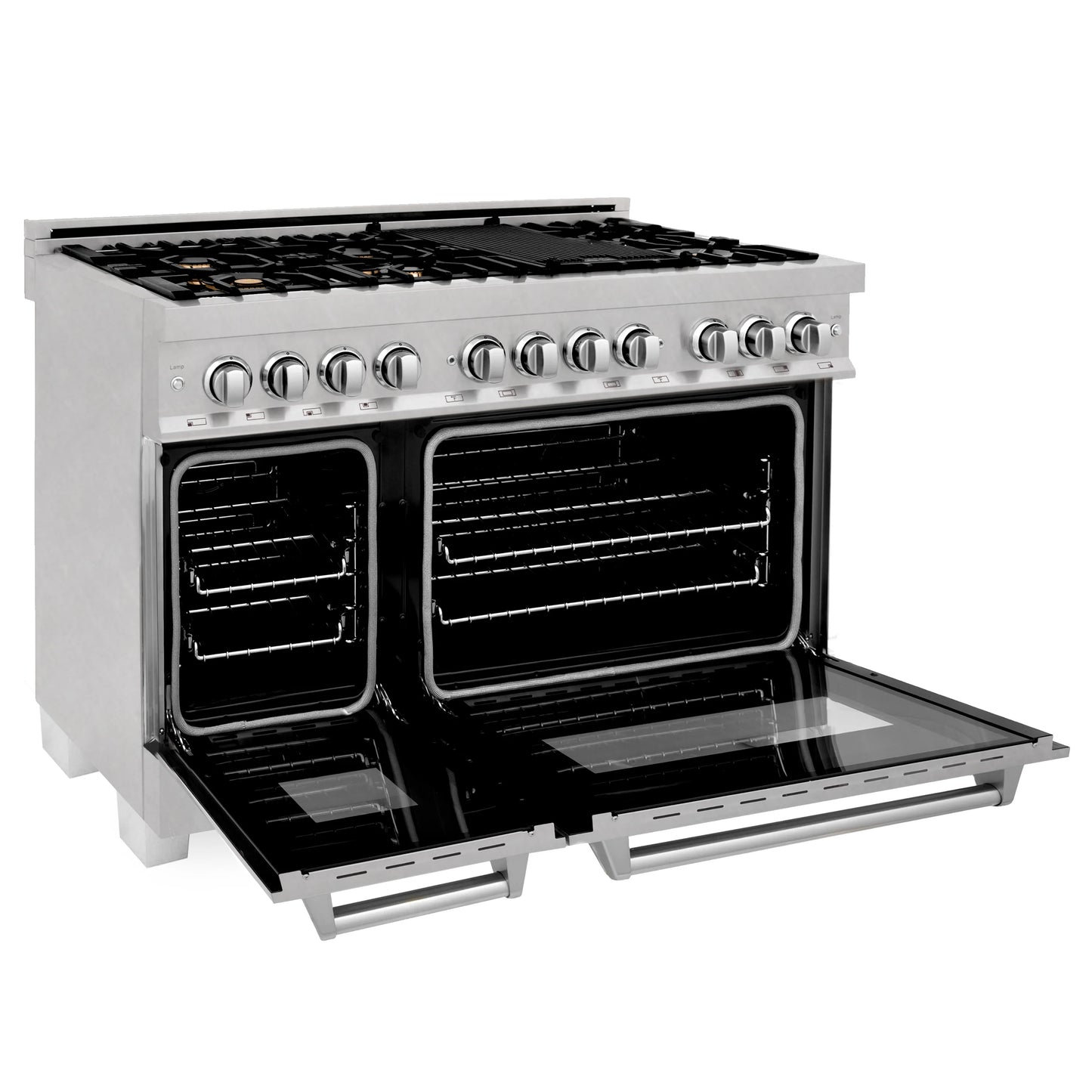 ZLINE 48 in. Dual Fuel Range with Gas Stove and Electric Oven in All Fingerprint Resistant Stainless Steel with Brass Burners (RAS-SN-BR-48)